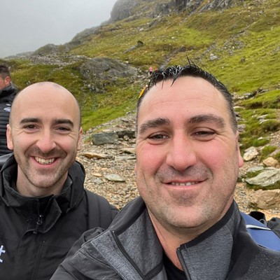 Adam and Ross, bereaved dads, as they finished one of the three peaks for Globals Make Some Noise as Aching Arms ambassadors