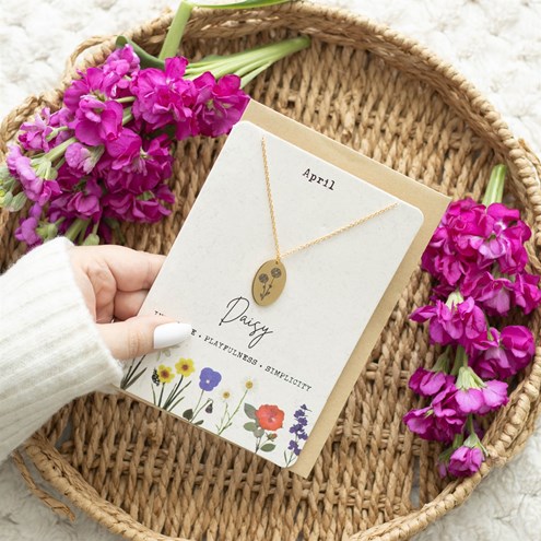 April Daisy Birth Flower Necklace Card Alternate Image