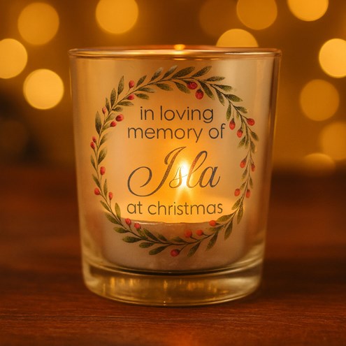 Festive Wreath Personalised Tealight Holder Main Image