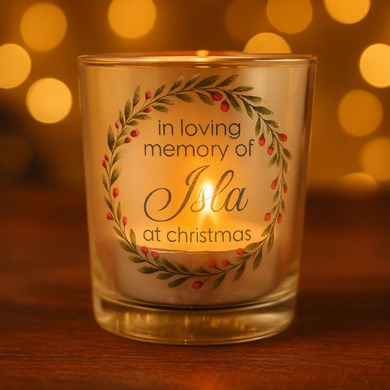Festive Wreath Personalised Tealight Holder