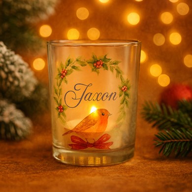 Robins Appear Personalised Tealight Holder