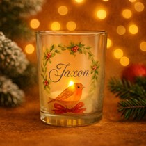Robins Appear Personalised Tealight Holder